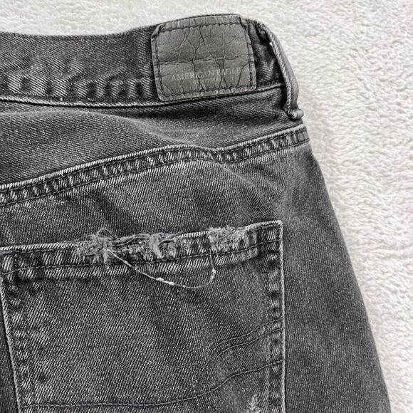 American Eagle Mom Jeans 4‎ Long Black Distressed Denim Womens - Picture 5 of 11